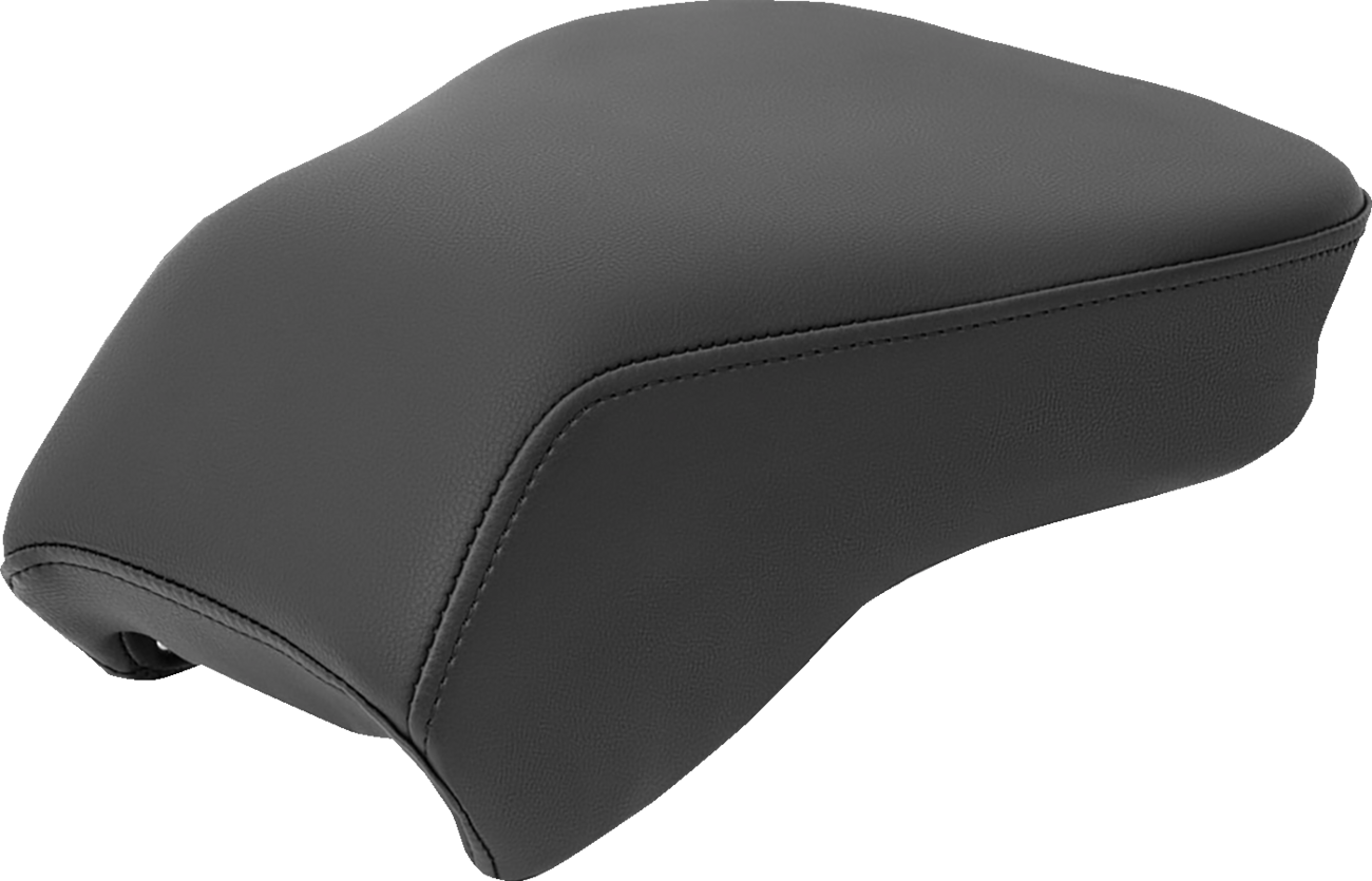 Black Saddlemens Heels Down Touring Pillion Pad seat for motorcycles, plain design, compatible with various bike models.