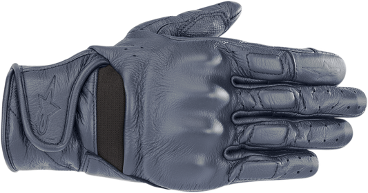 Alpinestars women Stella Vika V2 gloves in metallic blue, large size, featuring protective design and stylish detailing.
