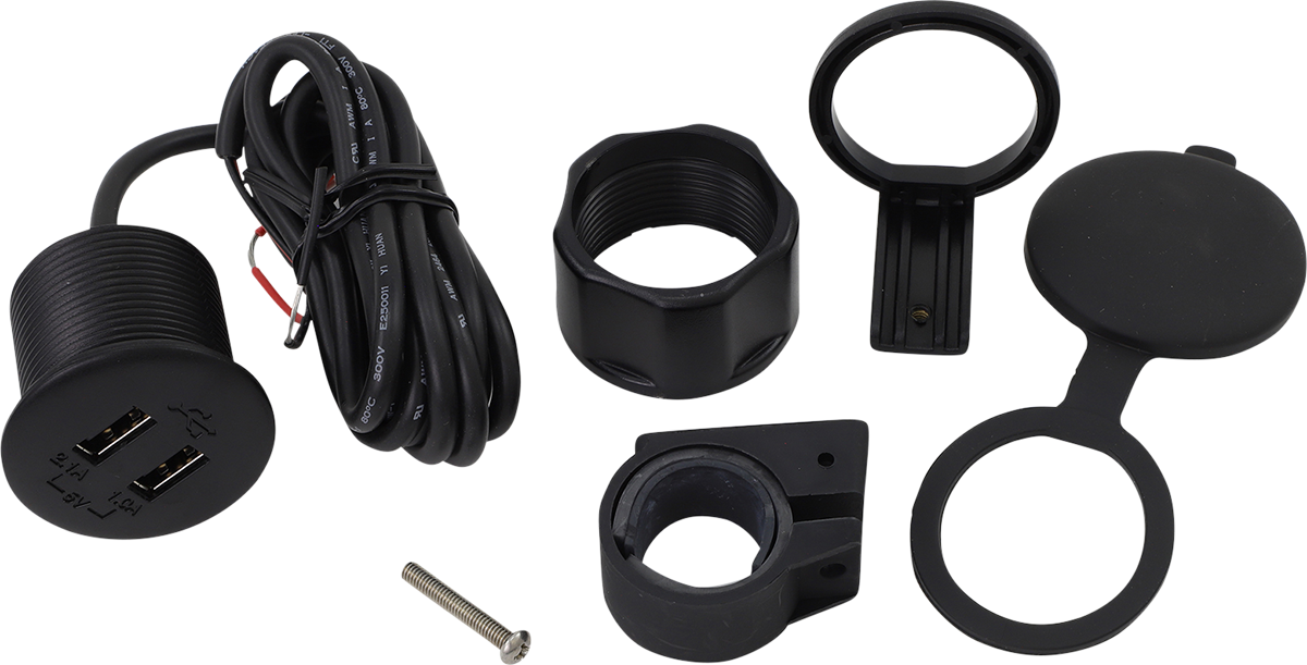 Bill's Exhausts SHOW CHROME dual USB port engine accessory with chrome finish and two USB charging ports.