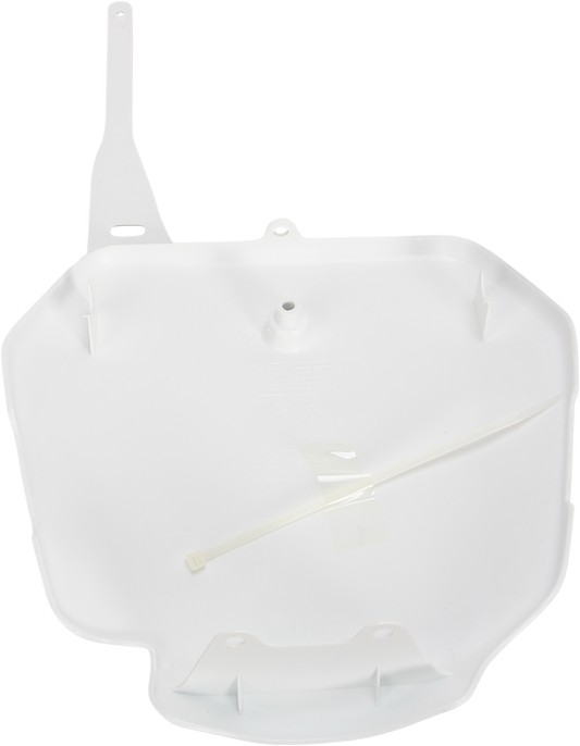 A white Acerbis front number plate for motorcycles, showing the body of the number plate with mounting holes.