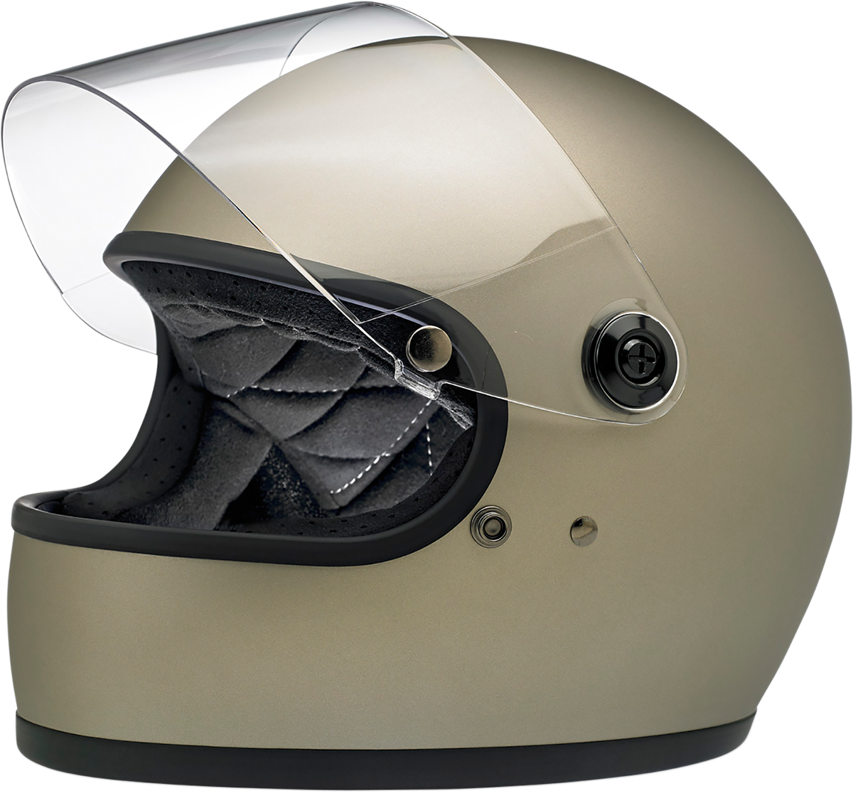 BILTWELL Gringo S helmet in flat titanium color, XS size, featuring a sleek motorcycle helmet design with matte finish.
