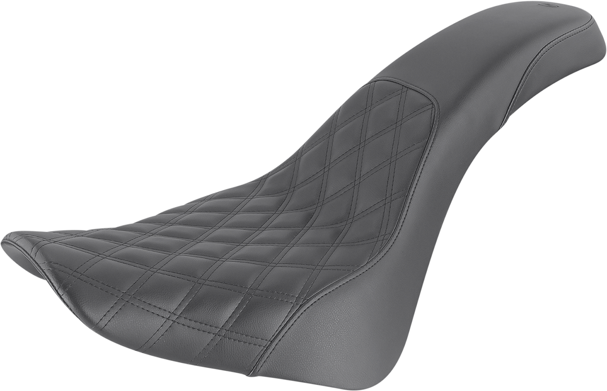 Black SADDLEMEN Profiler motorcycle seat with front lattice and smooth rear design, featuring a sleek and comfortable look.
