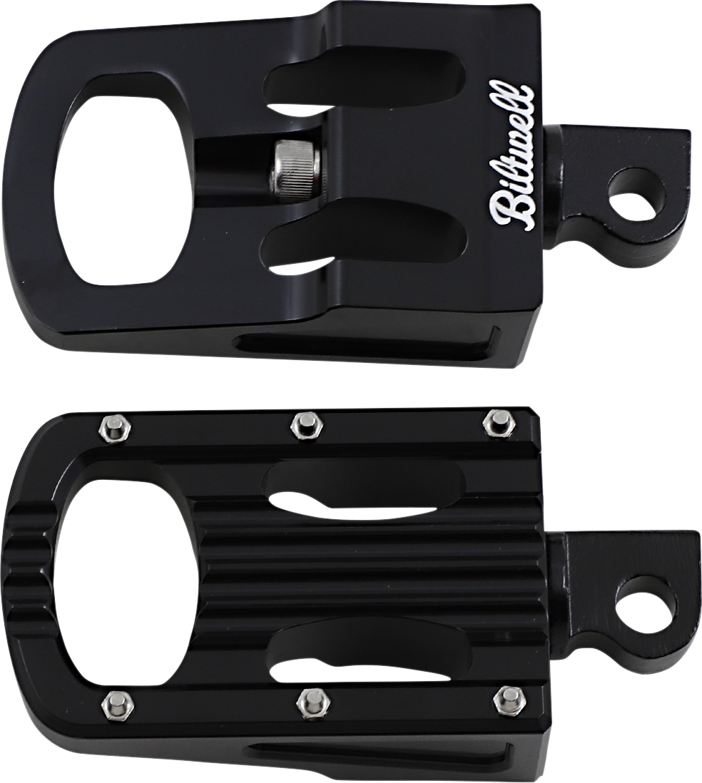 Black Biltwell Punisher footpeg for motorcycle, with classic body design, made from durable 7005 aluminum alloy.