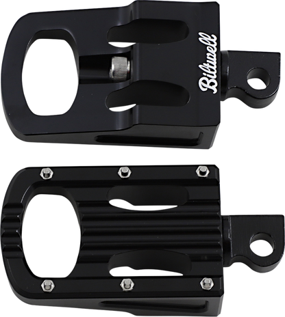 Black Biltwell Punisher footpeg for motorcycle, with classic body design, made from durable 7005 aluminum alloy.