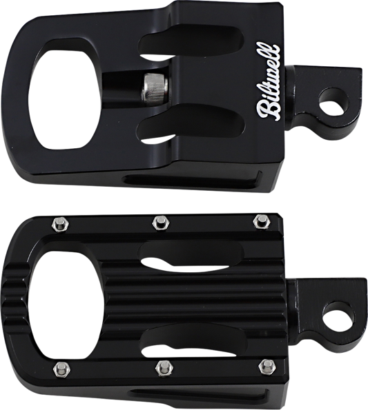 Black Biltwell Punisher footpeg for motorcycle, with classic body design, made from durable 7005 aluminum alloy.