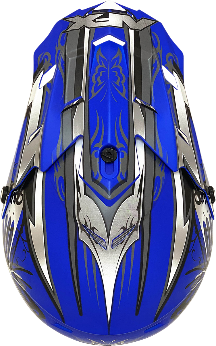 Bill's Exhausts AFX FX-17 Butterfly helmet in matte blue, medium size, with sleek design and detailed graphics.
