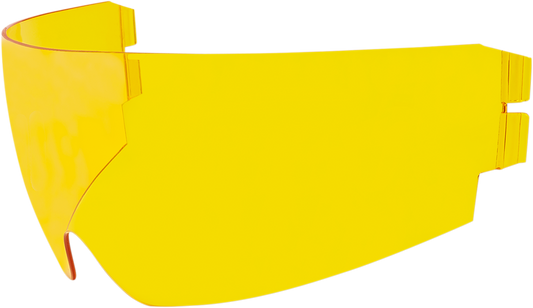Yellow ICON Alliance GT/Airflite/Airform™ Dropshield helmet part from Bill's Exhausts, close-up view of the helmet's yellow dropshield.