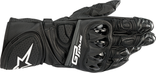 Black Alpinestars GP Plus R v2 motorcycle gloves in 3XL, featuring protective armor and secure wrist closure.