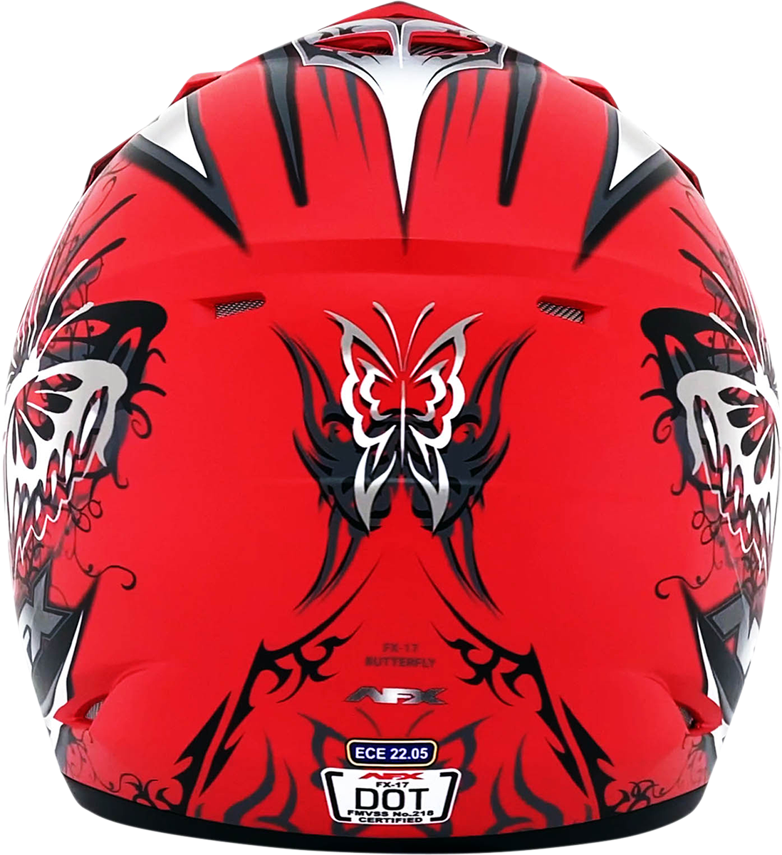 Matte Ferrari Red AFX FX-17 Butterfly Helmet, large size with sleek design and safety visor, ideal for motorcycle riding.