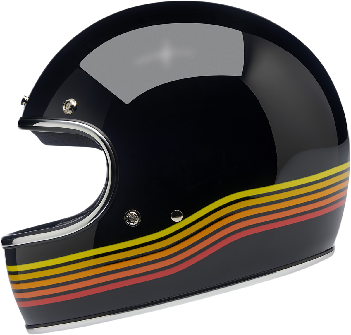 Gloss black BILTWELL Gringo helmet in XL size, featuring a sleek, shiny surface and classic motorcycle helmet design.