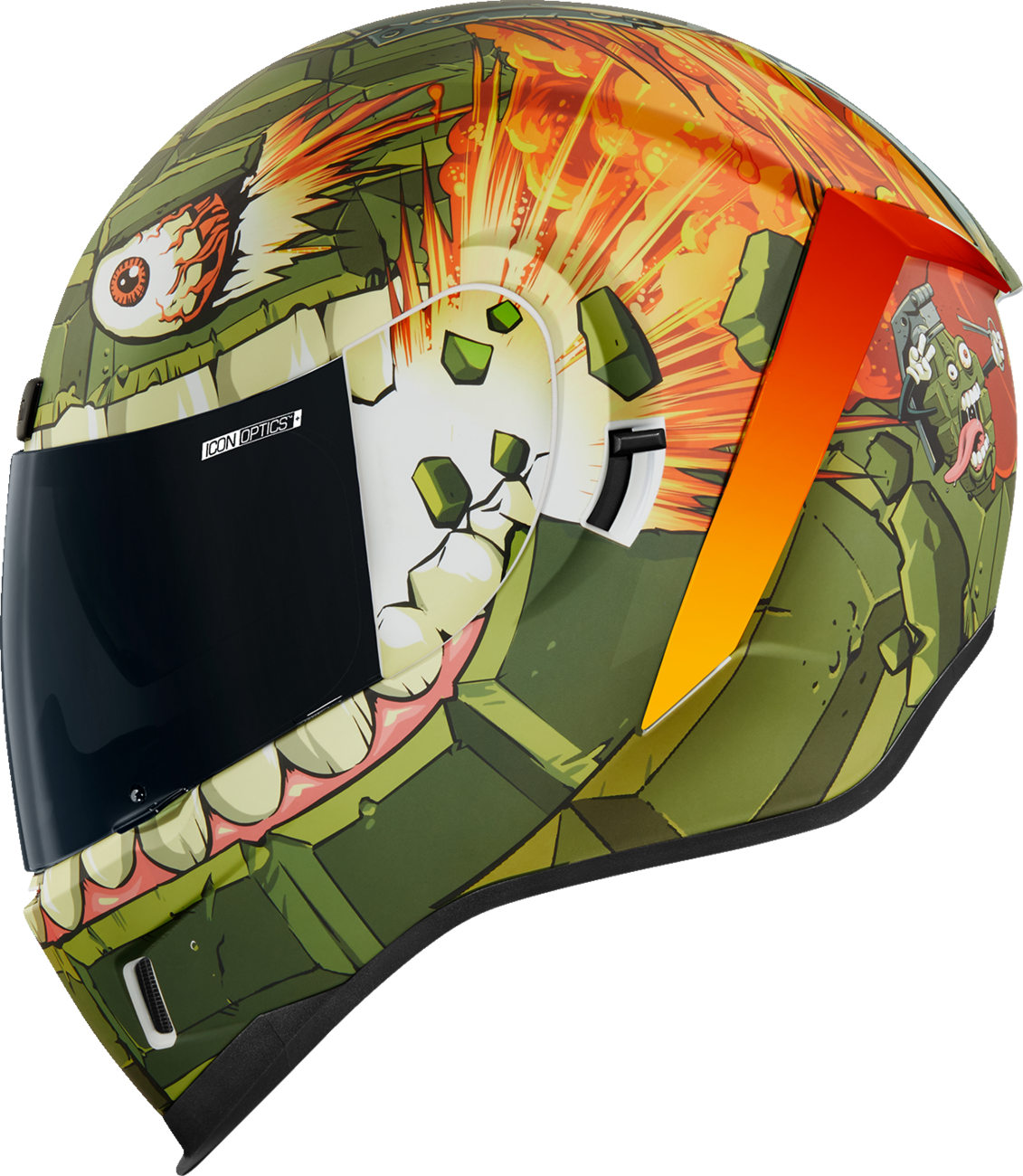 Icon Airform™ Grenadier green helmet in small size, featuring a smooth aerodynamic shell and adjustable chin strap.