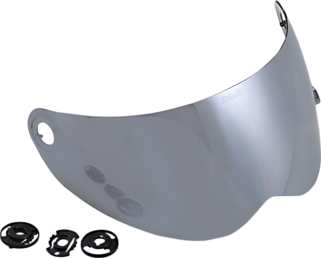 Chrome mirror for Biltwell Lane Splitter Gen 2 motorcycle helmet shield, designed for Bill's Exhausts helmets.