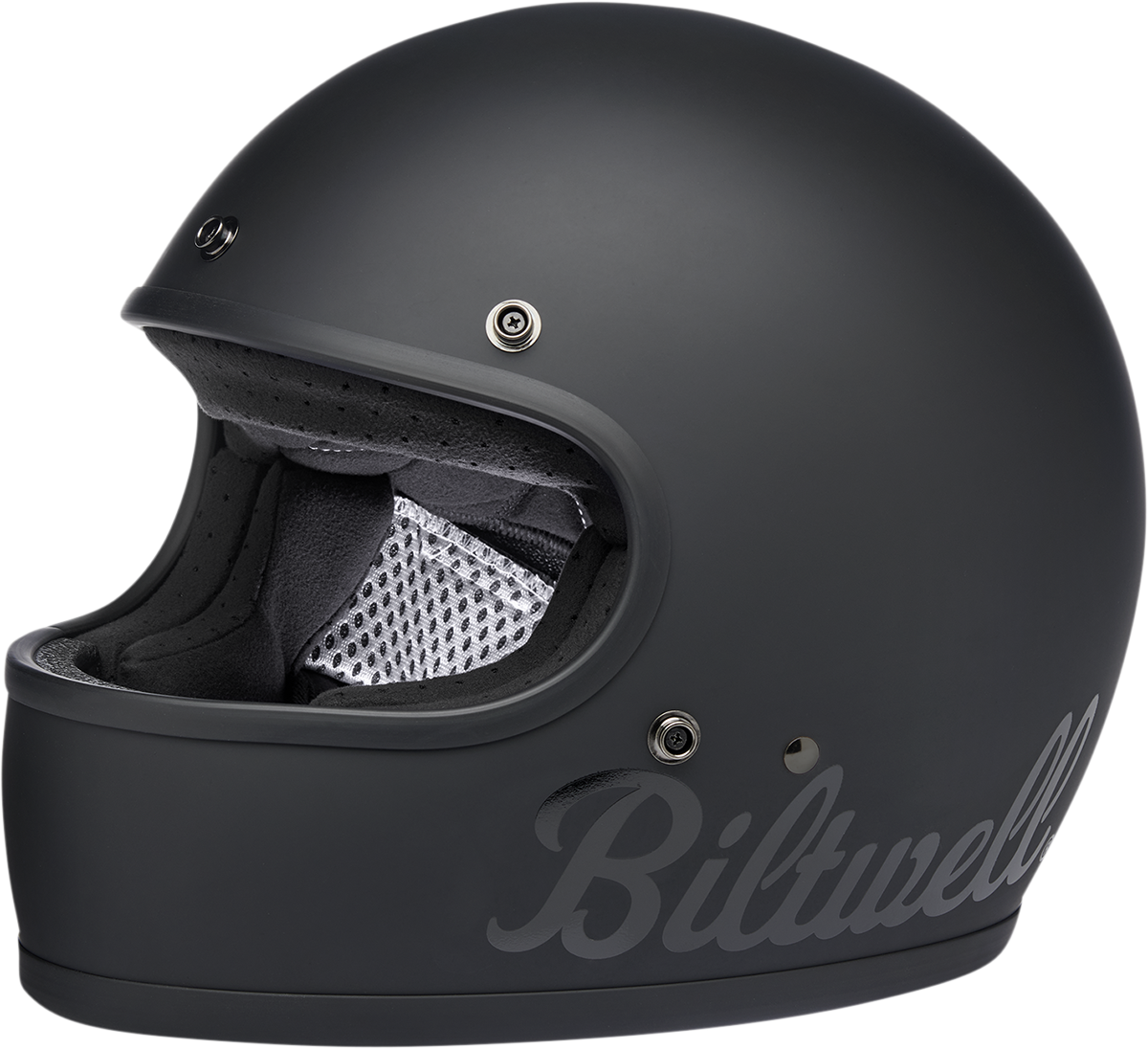 BILTWELL Gringo Helmet in flat black finish, XL size, showing the sleek motorcycle helmet design with matte black surface.