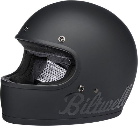 BILTWELL Gringo helmet in flat black factory finish, XS size, motorcycle helmet with a sleek, matte black design.