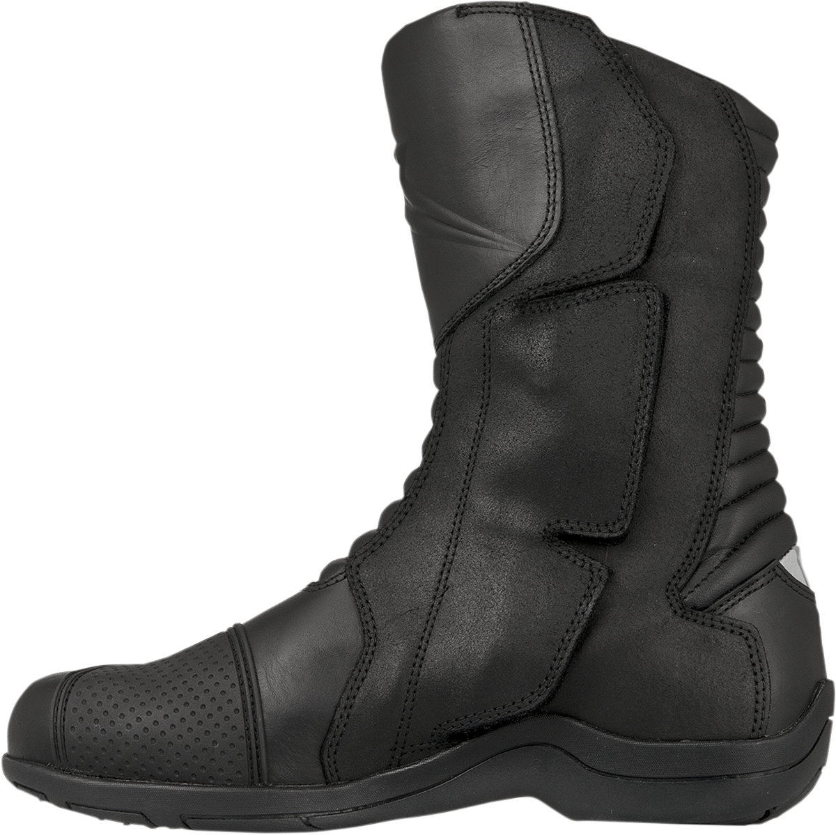 Black Alpinestars Web Gore-Tex motorcycle boots with rugged design and ankle protection, US 6.5 / EU 40, in a detailed product image.