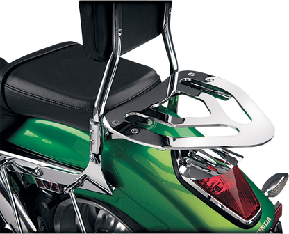 Bill's Exhausts SHOW Chrome Sissy Bar Rack 55-322 for motorcycle engine, featuring shiny chrome finish and sturdy design.