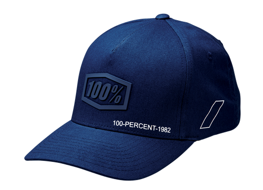 Bill's Exhausts navy Shadow Flexfit hat in small/medium size, featuring a structured baseball cap design with curved brim.