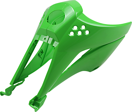Green ACERBIS radiator shroud for motorcycle body, featuring vibrant color and sleek design.