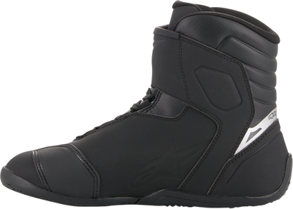 Alpinestars Fastback v2 black motorcycle shoes in US men's size 11.5, featuring sleek design and durable construction.