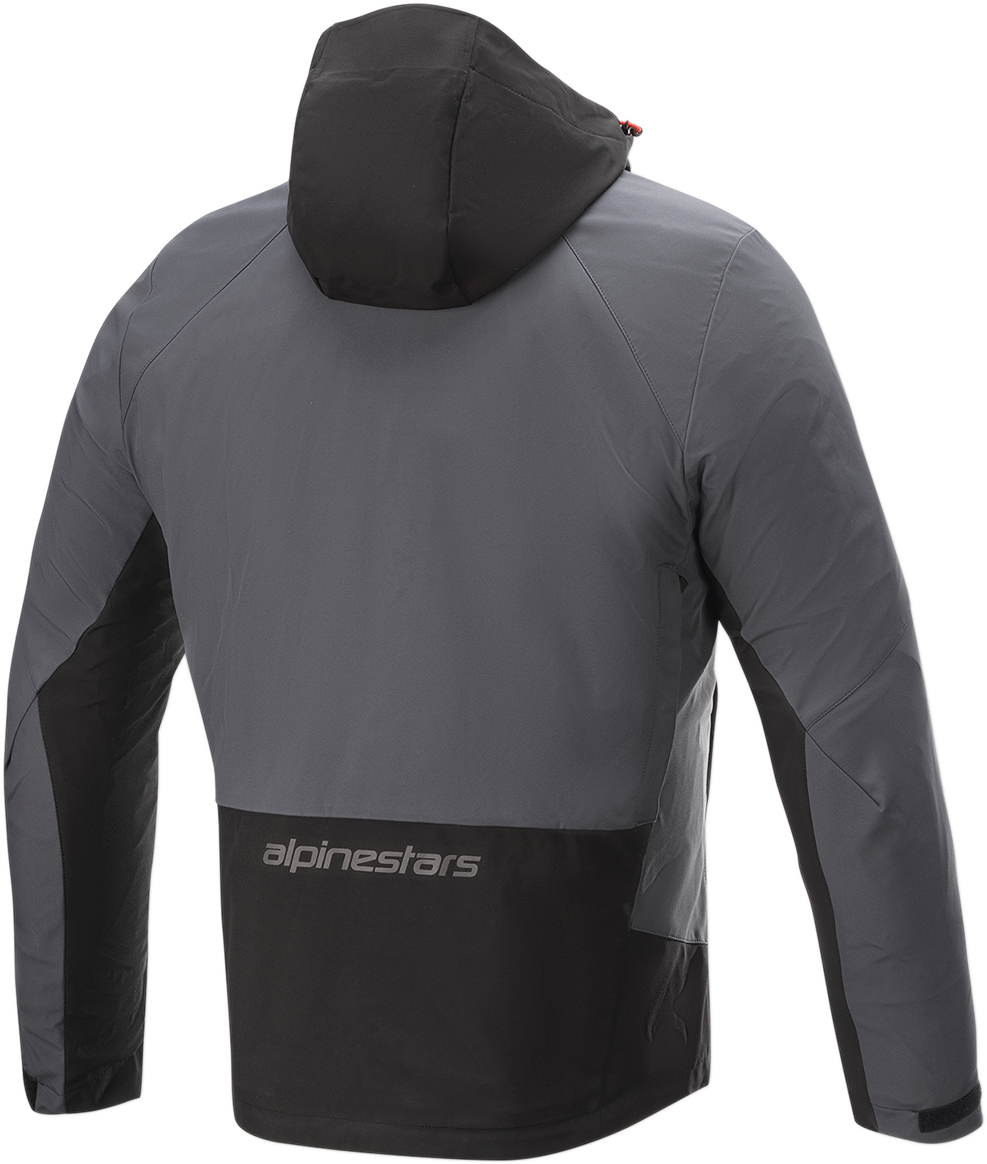 Alpinestars Stratos v2 Techshell Drystar jacket in black, gray, and red, 4XL, with visible protective features and sporty design.