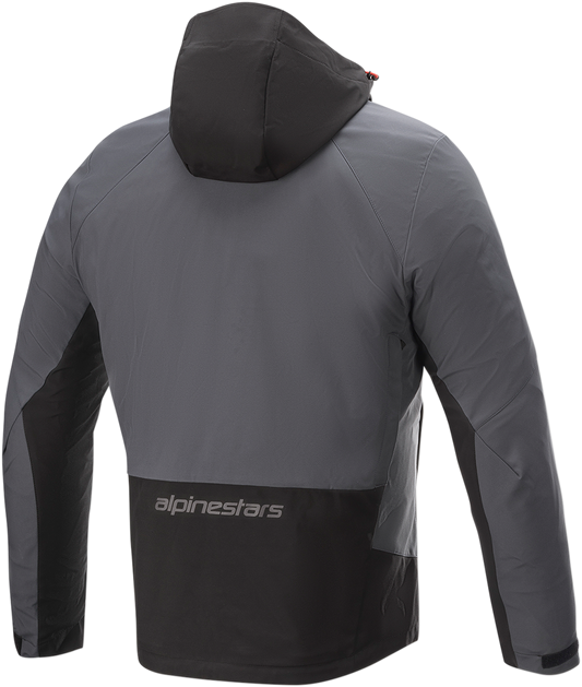 Alpinestars Stratos v2 Techshell Drystar jacket in black, gray, and red, 4XL, with visible protective features and sporty design.