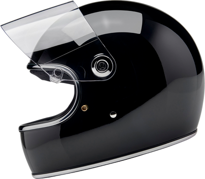 Gloss black BILTWELL Gringo S motorcycle helmet with large size, featuring a sleek, rounded design and secure chin strap.