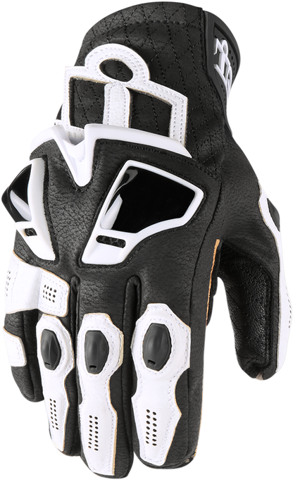 Bill's Exhausts ICON Hypersport™ Short Gloves in white, small size, featuring a sleek design and protective padding.