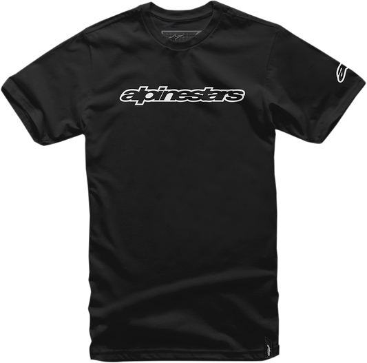 Black ALPINESTARS Wordmark T-Shirt in XL featuring the brand logo on the front, casual fit, made of soft cotton fabric.