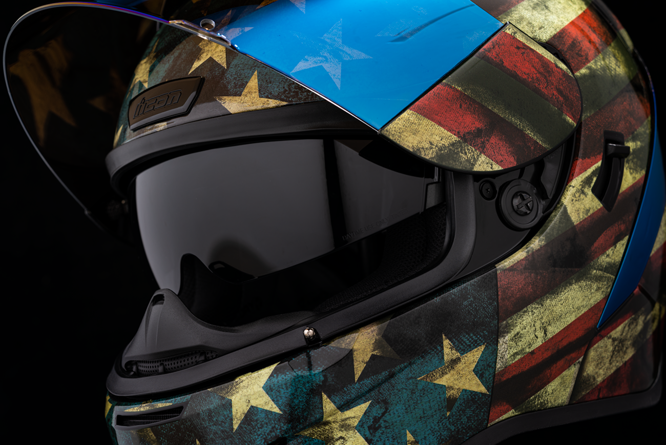 Old Glory Airform™ helmet by Bill's Exhausts, XS size, featuring patriotic design shown in the product image.