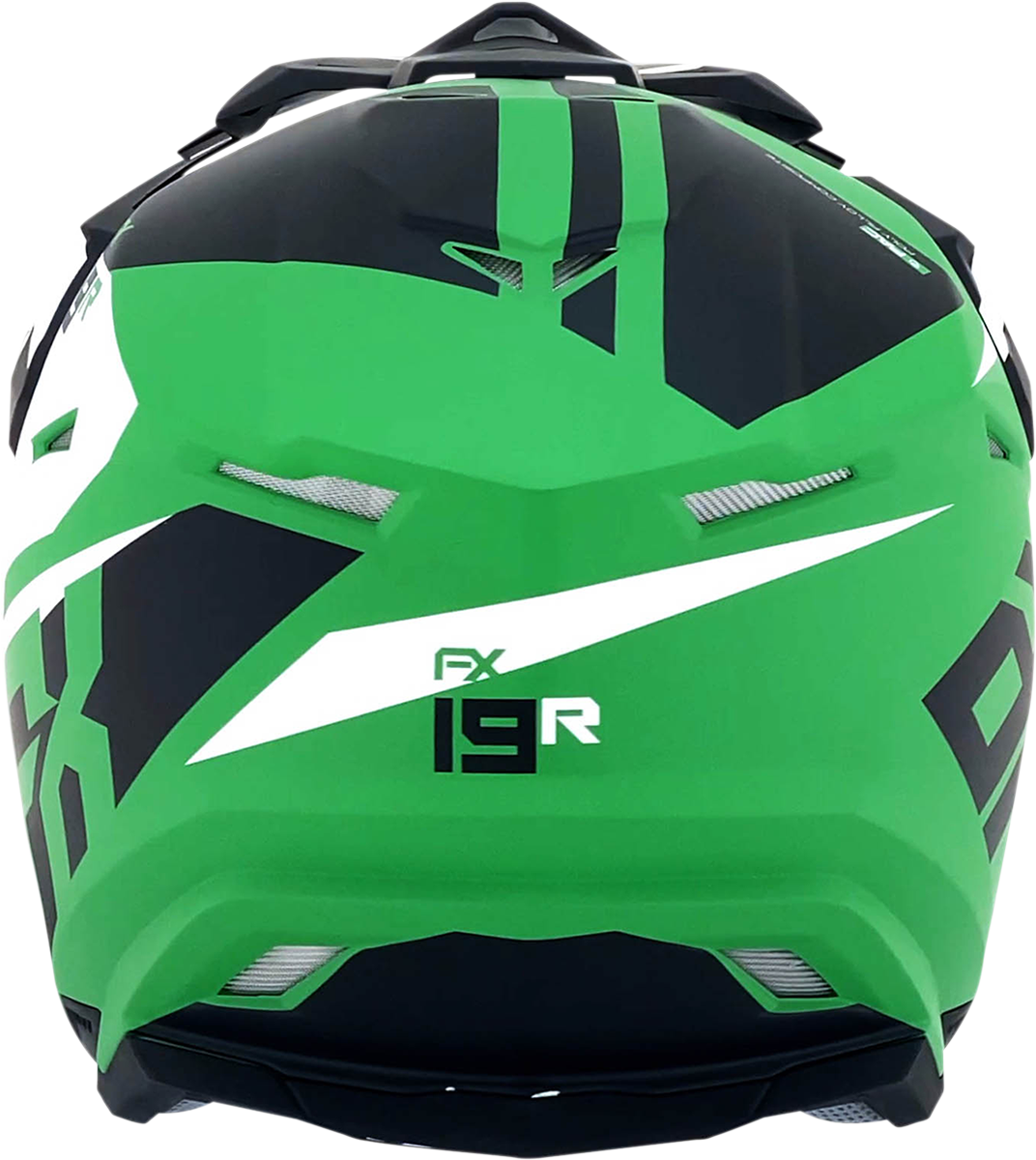 Matte green AFX FX-19R racing helmet, medium size, with aerodynamic design and secure chin strap.