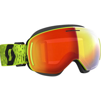 Scott LCG EVO snow goggles in yellow with Enhancer RC lens, designed for winter sports and outdoor snow activities.
