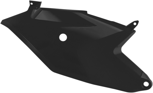 Acerbis black side panels for motorcycle body, featuring sleek black finish and detailed design, ideal for bike customization.