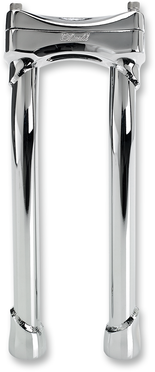 Chrome BILTWELL Murdock Risers Handlebars with 12-inch pullback for motorcycles, designed for comfortable riding and stylish look.