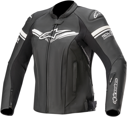 Black Alpinestars Stella GP-R jacket with sporty design, front zipper, and padded details, size US 28 / EU 44.