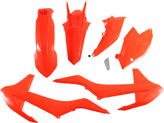 Acerbis fluorescent orange standard replacement body kit for motocross bikes, featuring sleek design and durable construction.