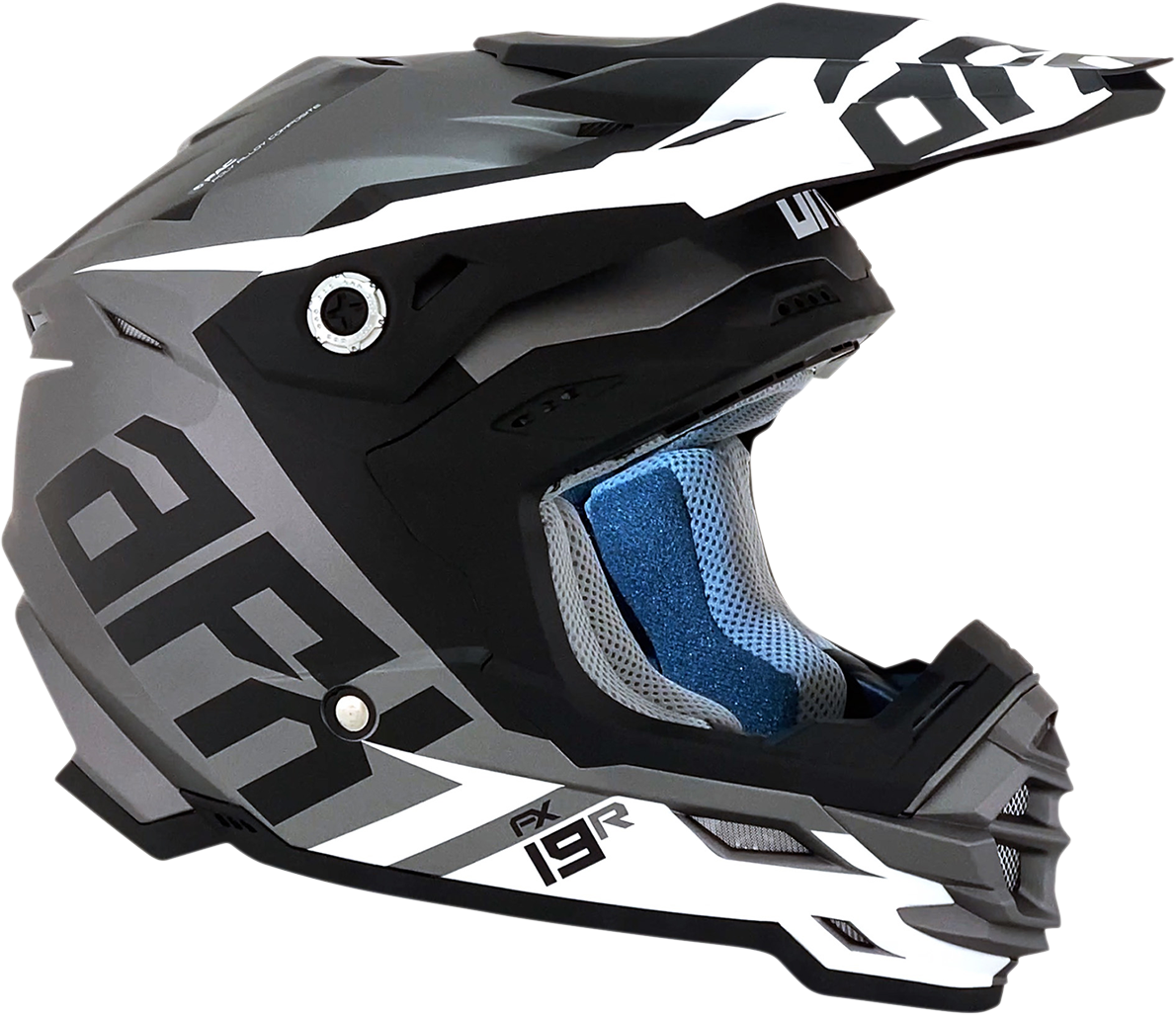 Bill's Exhausts AFX FX-19R racing helmet in frost gray, large size, showing sleek aerodynamic design and ventilation features.