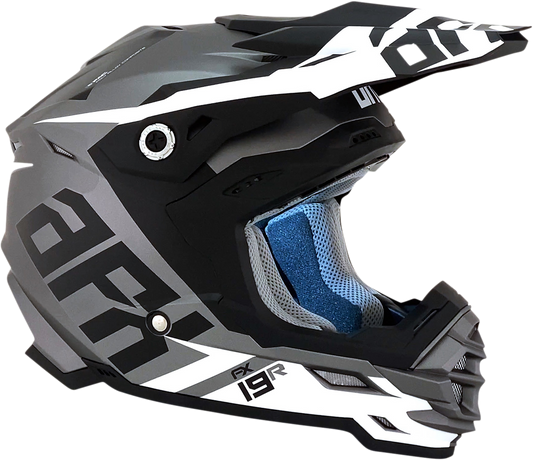 Bill's Exhausts AFX FX-19R racing helmet in frost gray, large size, showing sleek aerodynamic design and ventilation features.