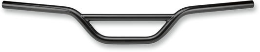 Black BILT WELL motorcycle handlebar, 7/8 inch size, designed for bikes by Bill's Exhausts, shown with mounting details.