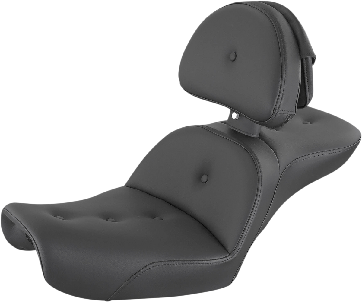 Bill's Exhausts SADDLEMEN Explorer Road Sofa Seat with backrest, motorcycle seat designed for comfort and style.