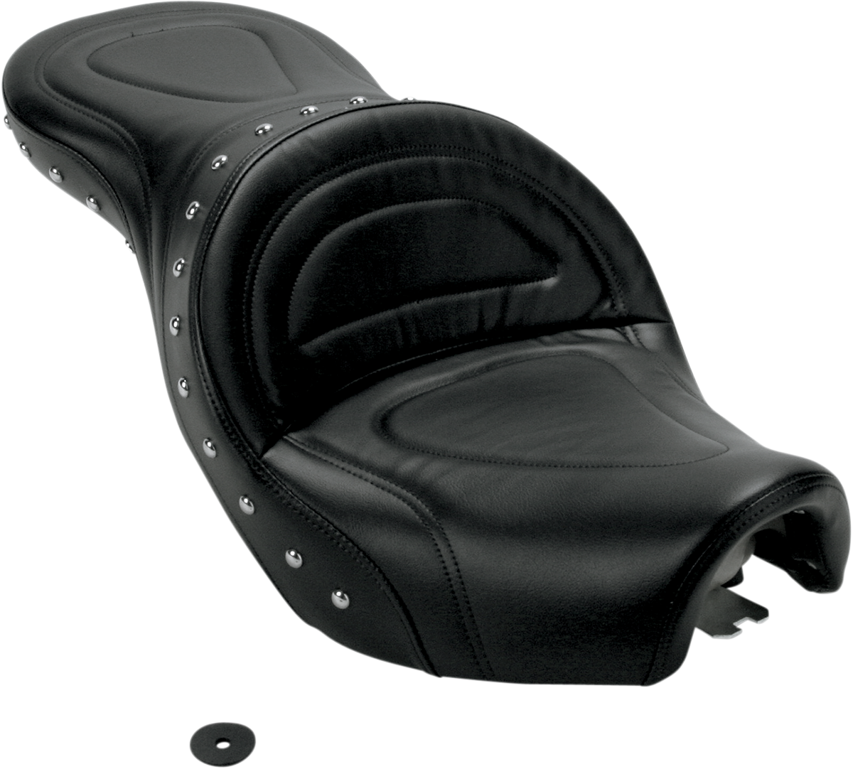 Bill's Exhausts Saddlemen Explorer Special Seat for VT750 motorcycle, showcasing the comfortable, contoured design in black.