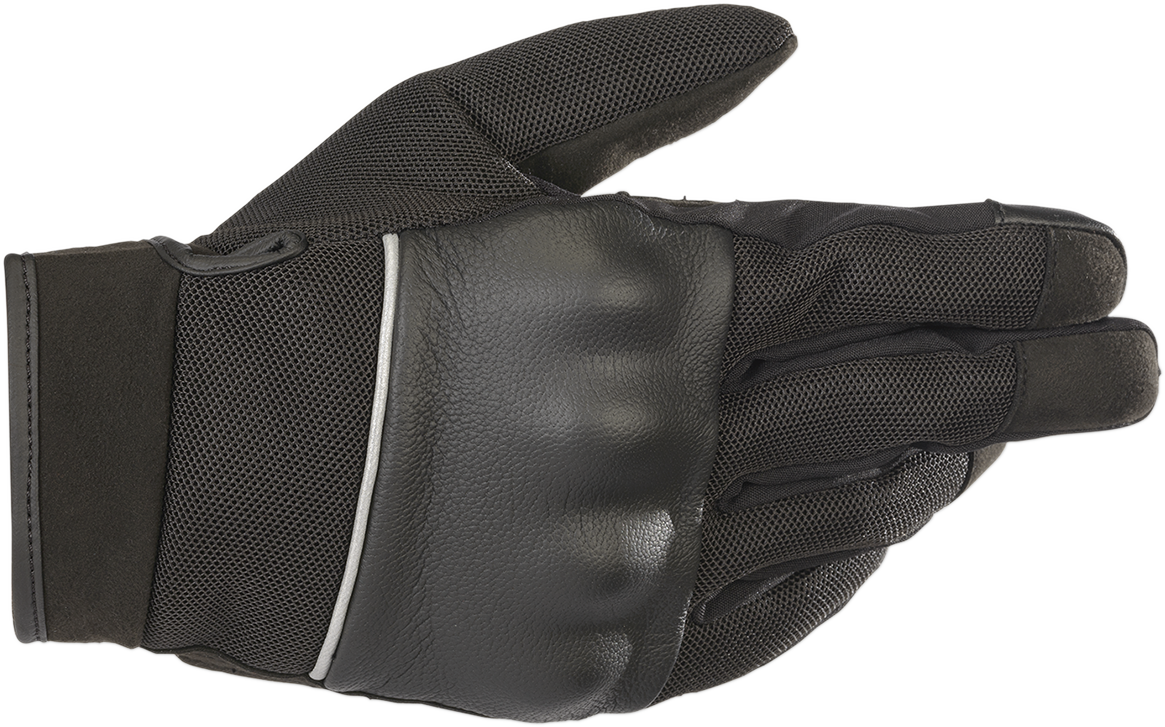 Black Alpinestars C Vented Air Gloves for men in medium size, featuring breathable design and protective knuckles.