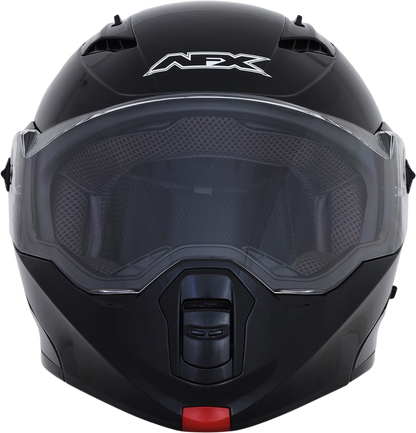 Gloss black AFX FX-111 motorcycle helmet in XL size, featuring a sleek design and clear visor for safety and style.