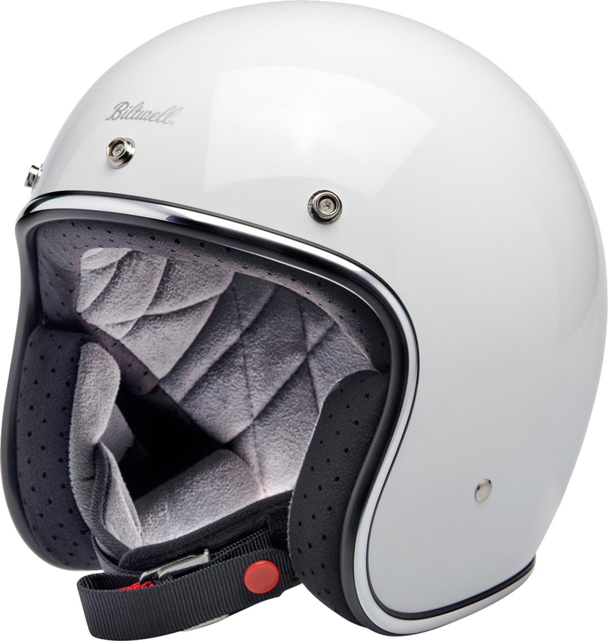Gloss white BILTWELL Bonanza helmet with a smooth finish, small size, designed for motorcycle safety and style.