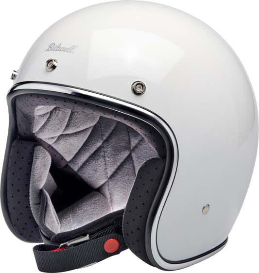 Gloss white BILTWELL Bonanza helmet with a smooth finish, small size, designed for motorcycle safety and style.
