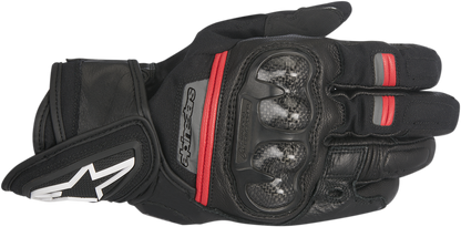Alpinestars Rage Drystar® motorcycle gloves in black and red, small size, featuring protective padding and textured grip.