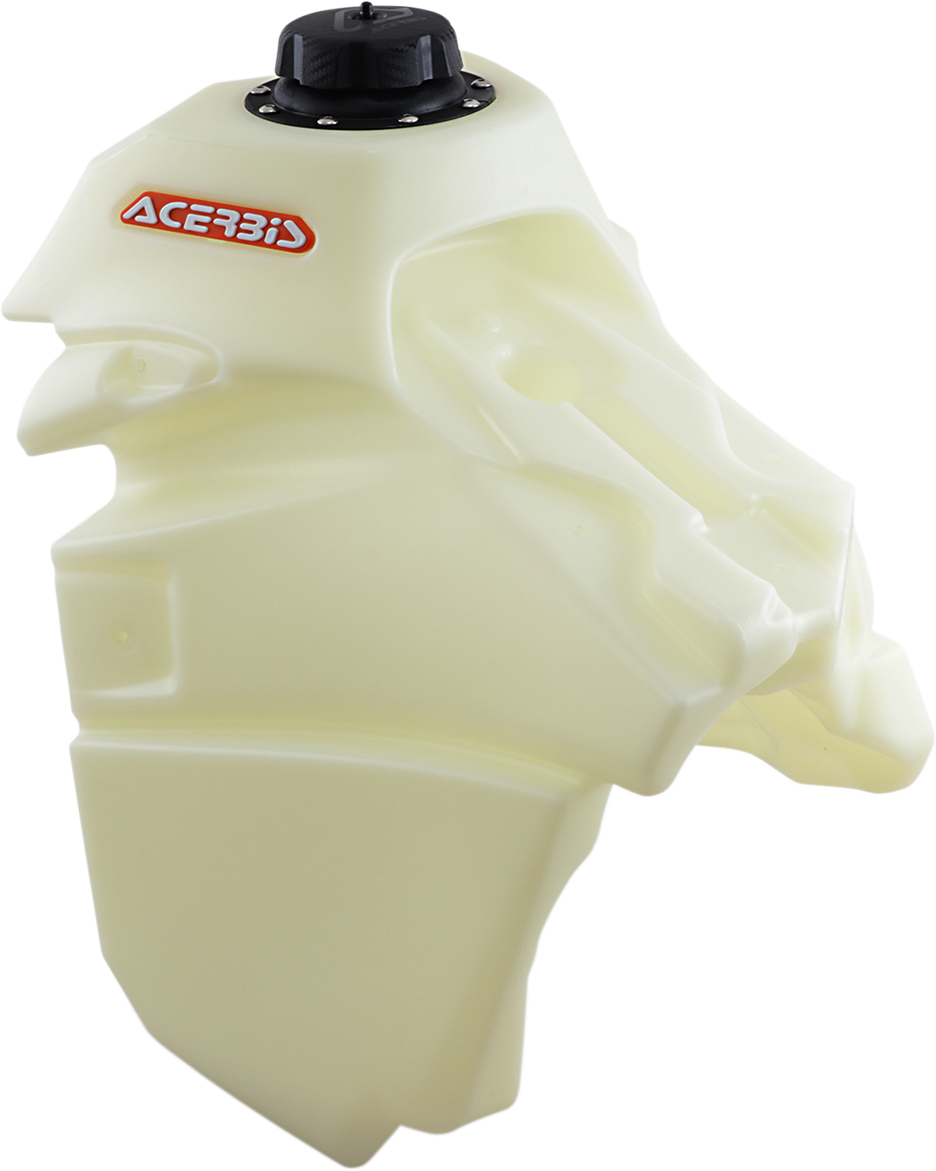 Acerbis natural gas tank for KTM motorcycles, 3.1 gallons, with a black body and mounting points, designed for off-road use.