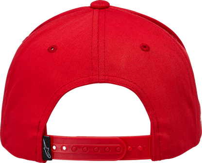 Red and black ALPINESTARS Rostrum Hat, one size, featuring sporty design and branding, suitable for casual wear.