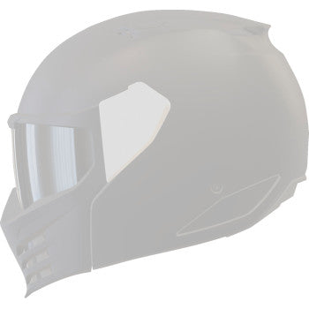 Gloss white ICON Elsinore™ side plates from Bill's Exhausts, showcasing sleek, durable motorcycle accessory design.