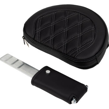 Bill's Exhausts SADDLEMEN Roadsofa™ motorcycle seat with backrest in dark gray stitches, designed for FL 2008-2023 models.