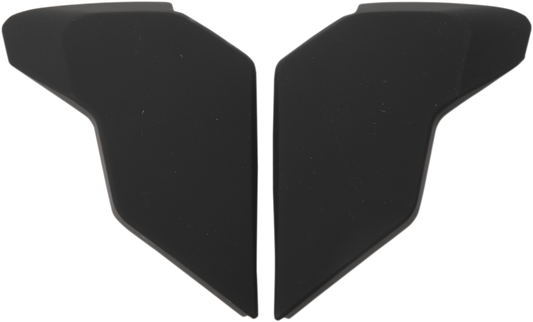 Bill's Exhausts ICON Airflite™ side plates in rubatone black for helmet customization, showing sleek black matte finish.